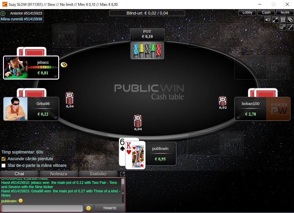 PublicWin poker chat